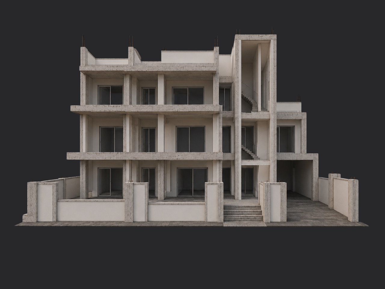 Pareja de viviendas pareadas de obra nueva en construcción, ejemplo de tipología adosada documentada en HouseList.